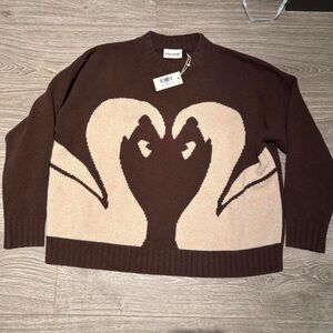 Brown and Cream Swan Sweater